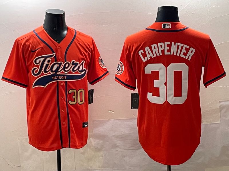 Men Detroit Tigers #30 Carpenter Orange Jointly Name 2025 Nike MLB Jersey style 3->detroit tigers->MLB Jersey